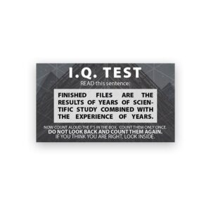 IQ Test Count the Fs (Pack of 100)